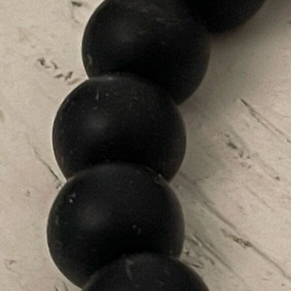 Stackable opaque black ebony beaded stretch bracelet w/LGBTQ+ bead - Picture 7 of 11